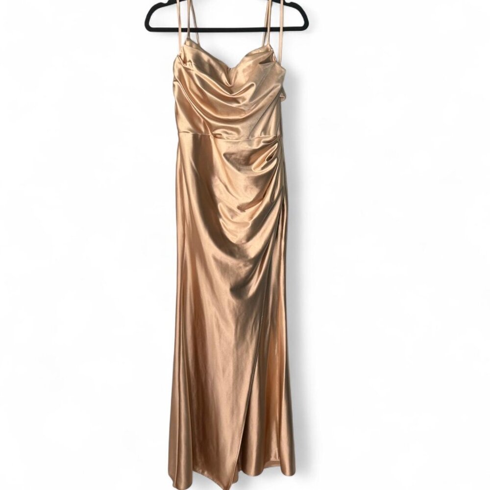Elegant Gold Maxi Gown Dress